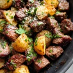 Slow Cooker Garlic Butter Beef Bites & Potatoes