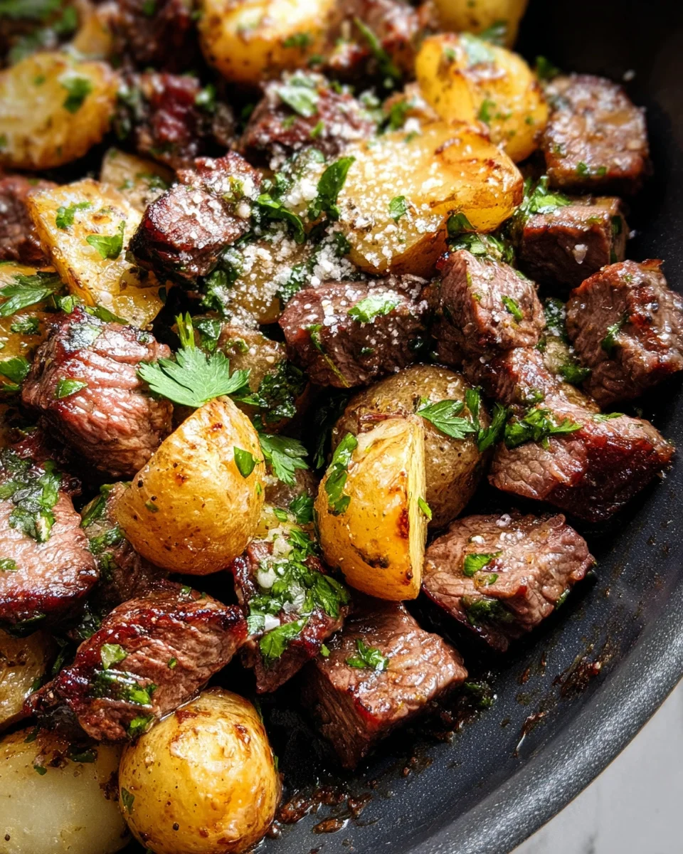 Slow Cooker Garlic Butter Beef Bites & Potatoes